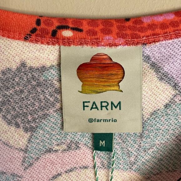 NEW FARM Rio Dotted Patch Scarf Sweatshirt Puff Sleeves Tropical Colorful Size M - Picture 12 of 15